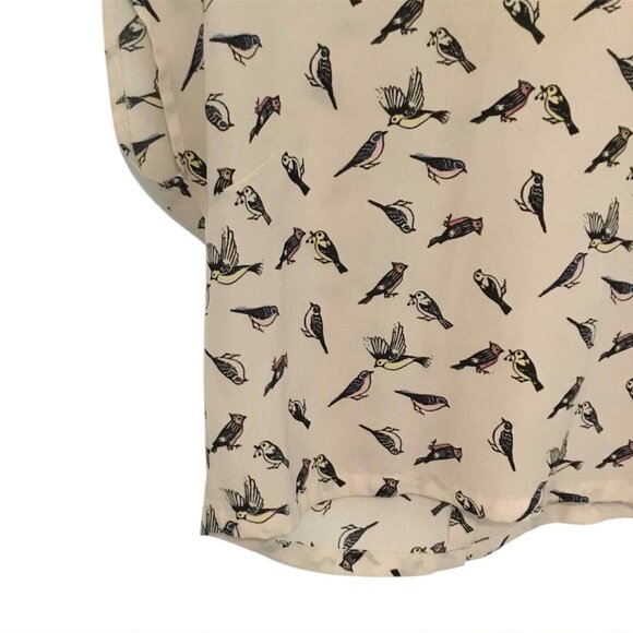 Blouse with Birds and Buttons on Back, Size Small - Picture 5 of 6